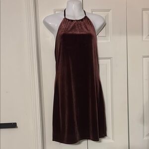 Wild Fable Velvet Halter Dress in Deep Burgundy